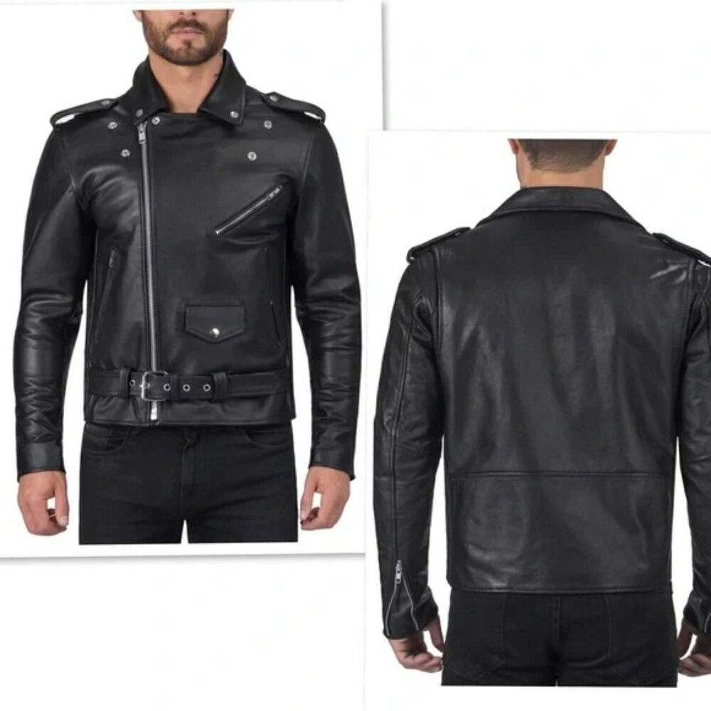 Nomad Classic Black Leather Biker Motorcycle Jacket
